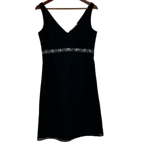 Diane VonFurstenberg black Y2K empire waist beaded v-neck black dress size 4 - Picture 1 of 6